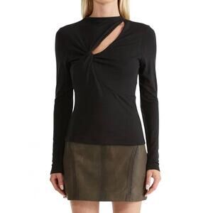 NEW ENA PELLY angel twist long sleeve top in black